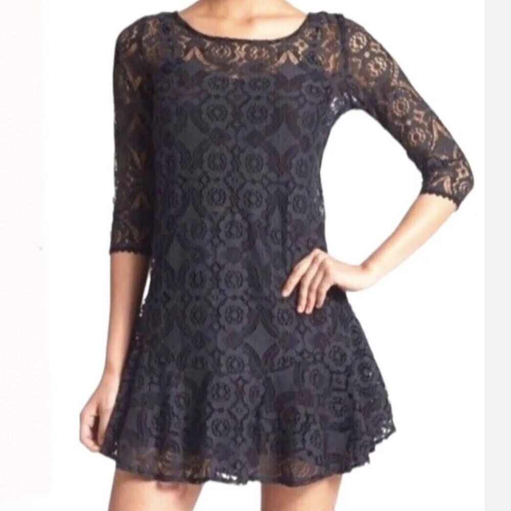 Free People Walking To The Sun Purple  Lace Mini Dress Missing Underlay Size 0??